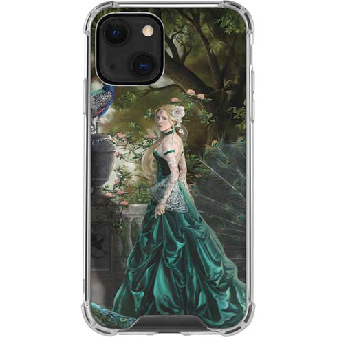 Woman with Peacocks by Nene Thomas iPhone 14 Clear Case